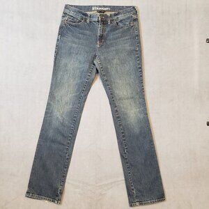 New York & Company Womens Denim Mid Rise Straight Leg Jeans Sz 6 Tall Dark Wash